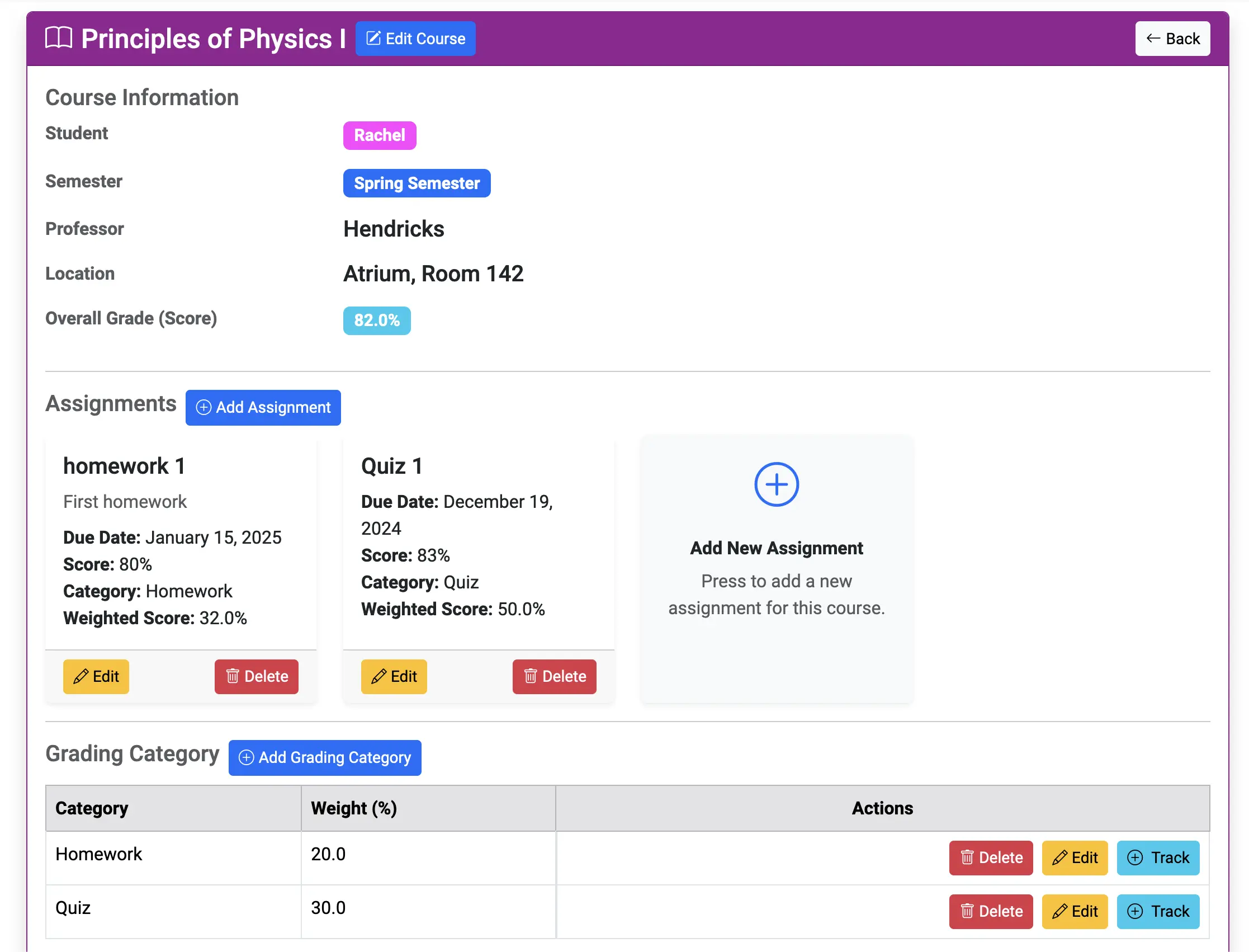 Course Page